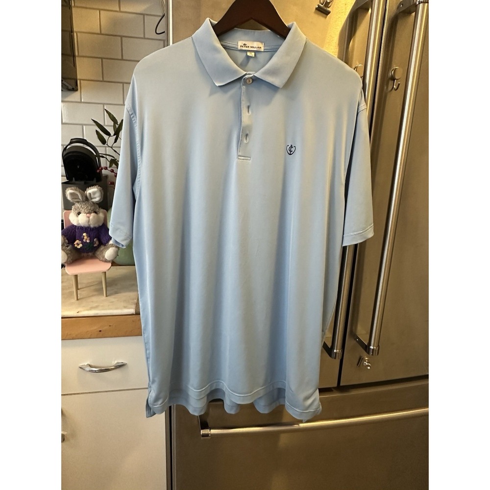 Peter Millar Light Blue Golf Polo XL‎ Breathable Sun Protection Light Color